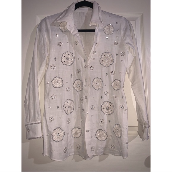 Custom-made embellished button-up dress shirt - Picture 2 of 8